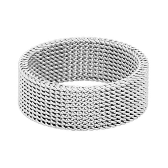Men’s Silver stainless steel mesh ring - Picture 4 of 5